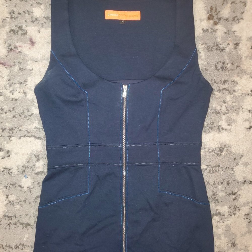 Cynthia Steffe Blue Zipup Dress || sz Small || EUC - Picture 10 of 14